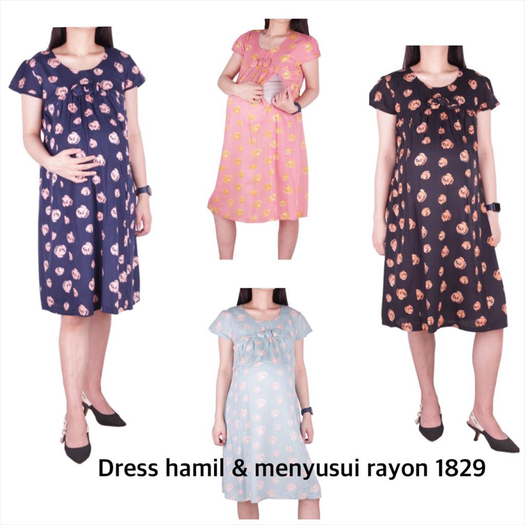 Dress hamil menyusui 1829 rayon baju hamil