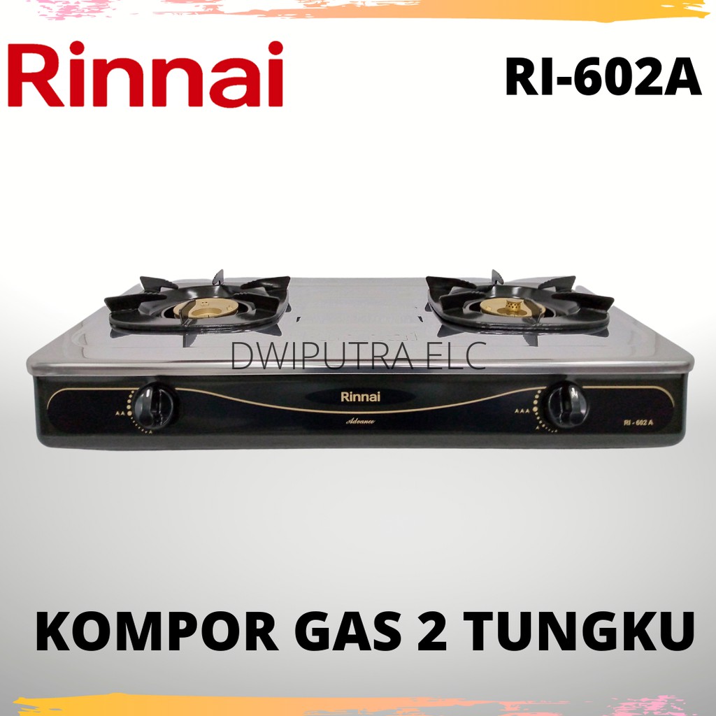 KOMPOR RINNAI 2 TUNGKU RI602A RI 602 A STAINLESS