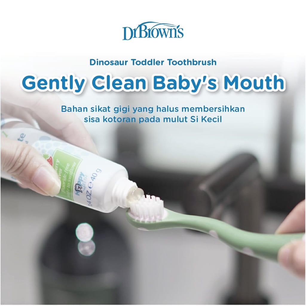 Dr. Brown's Infant to Toddler Toothbrush Dino Green (HG088) - Sikat Gigi Anak Bayi