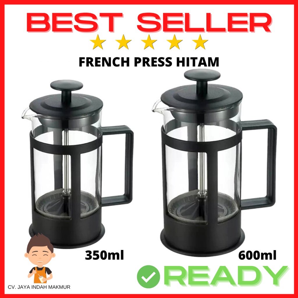 French Press Coffee Coffee Press and Tea Plunger Press Kopi Hitam 350ml dan 600ml 1000ml 1L Milk