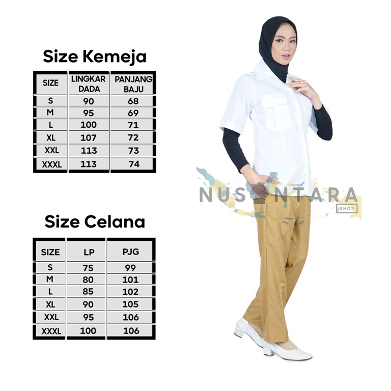 Seragam Pns Putih Lengan Pendek Wanita Setelan Kemeja Pdh ROK &amp; CELANA Khaky Pns Seragam Pns Wanita Baju Pemda Wanita Baju Putih Pns