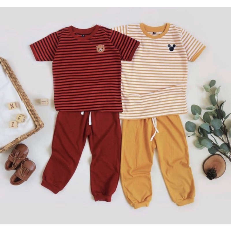 baju dan celana anak motif salur 1-5 tahun grosir