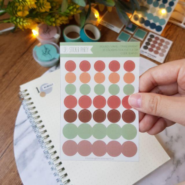 [Sticker Party] Sticker Dot Mini Transparan Bulat Warna Palette Gradasi 0,8 CM- 1CM-03-Fancy