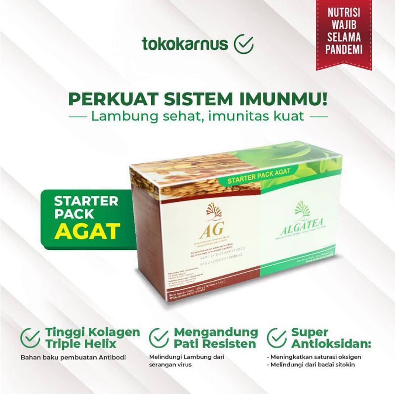 PAKET HEMAT AGAT (STARTER PACK AGAT) : AG SEREAL/ALGA GOLD 20 SASET + ALGA TEA 20