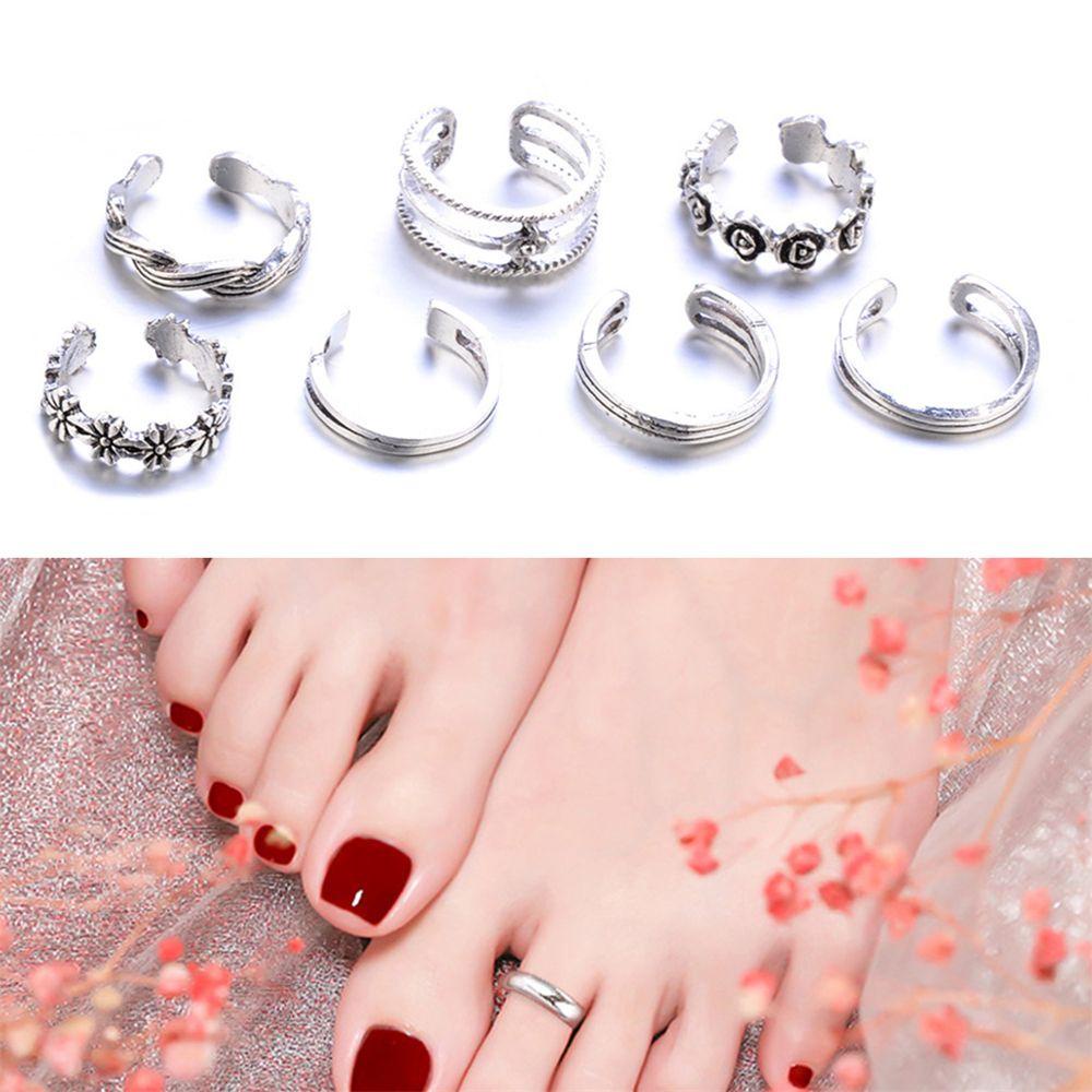 12pcs / SET Cincin Jari Kaki Model Terbuka Untuk Pantai