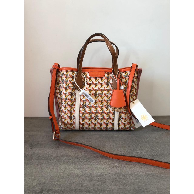 TAS WANITA TB PERRY PRINTED CANVAS SMALL TRIPLE COMPARTMENT TOTE