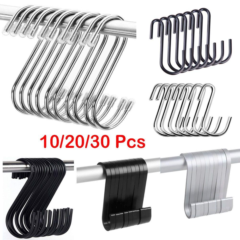 Solighter 10pcs Kait Berbentuk S Organizer Rumah Tangga Rak Penyimpanan Stainless Steel