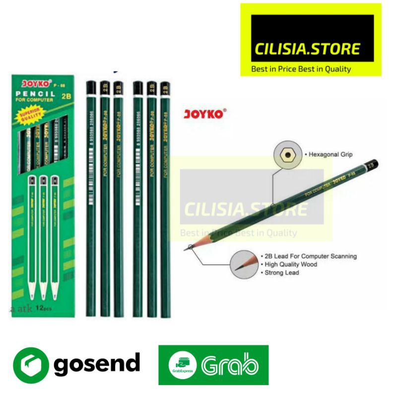 

Pensil Joyko P88 2B Pencil Hexagonal Grip Isi 12 Pcs