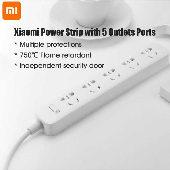 Xiaomi Terminal Pembagi 5 Lubang Colokan Listrik AC Power Strip Saklar