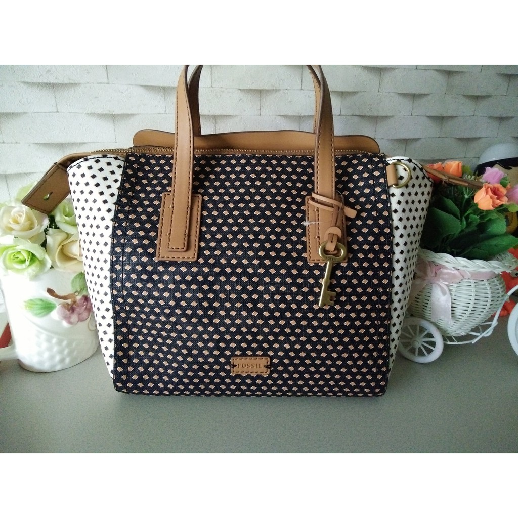 Fossil Emma Black Diamond Satchel