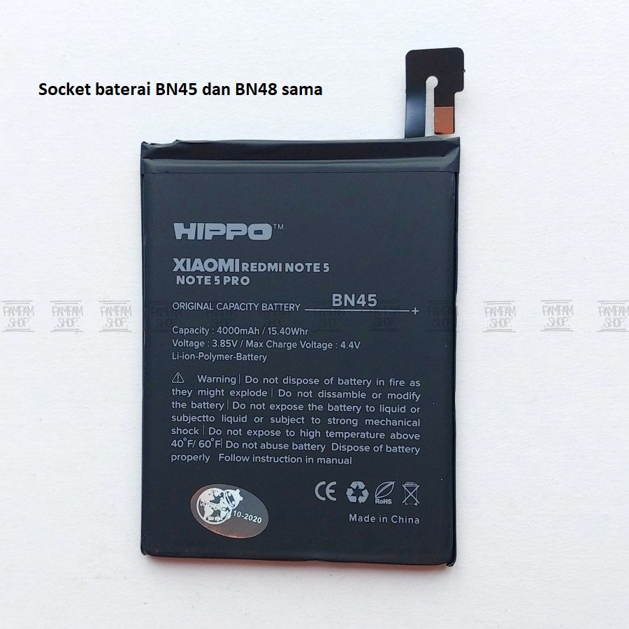 Baterai Hippo Double Power Original XiaoMi Redmi Note 6 Pro BN48 Batre Batrai Battery Dual Handphone HP Hipo Ori  BN 48