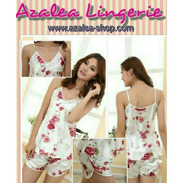 baju tidur satin hot pant motif bunga
