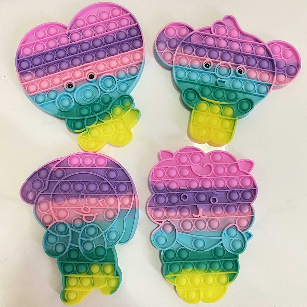 MAINAN FIDGET POP IT BTS BT21 JUMBO DADU / 20cm TATA COOKY CHIMMY RJ KOYA