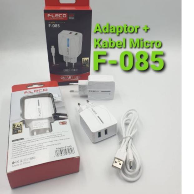 MINIGO~Smart Charger TC Fleco F085 new 2 usb output 2,4A Real led + kabel CASAN FLECO F-085