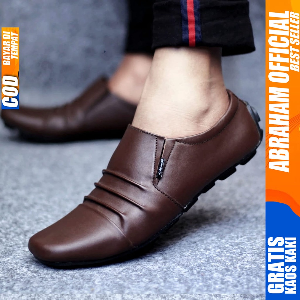 ABRAHAM FOLD Sepatu Casual Formal Kulit Pantofel Kerja