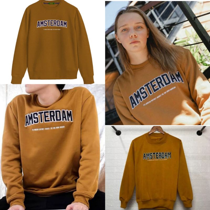 Sweater Amsterdam Crewneck Full Bordir Premium Lembut Halus