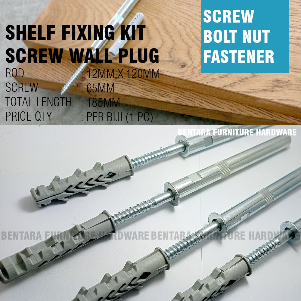 120 - 160 INCHI SKRUP VISER PEN AMBALAN MELAYANG  Baut - Heavy Duty Wall Plug Bolt Shelf Knockdown 12 CM 16 CM