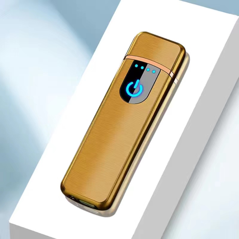 Korek Api unik Elektrik USB Fingerprint Touch Sensor LED Screen DY-168-gold