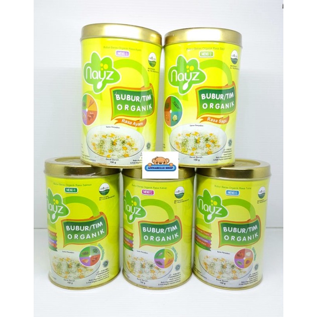 Nayz kaleng bubur bayi beras organik tim 150gr halal mpasi