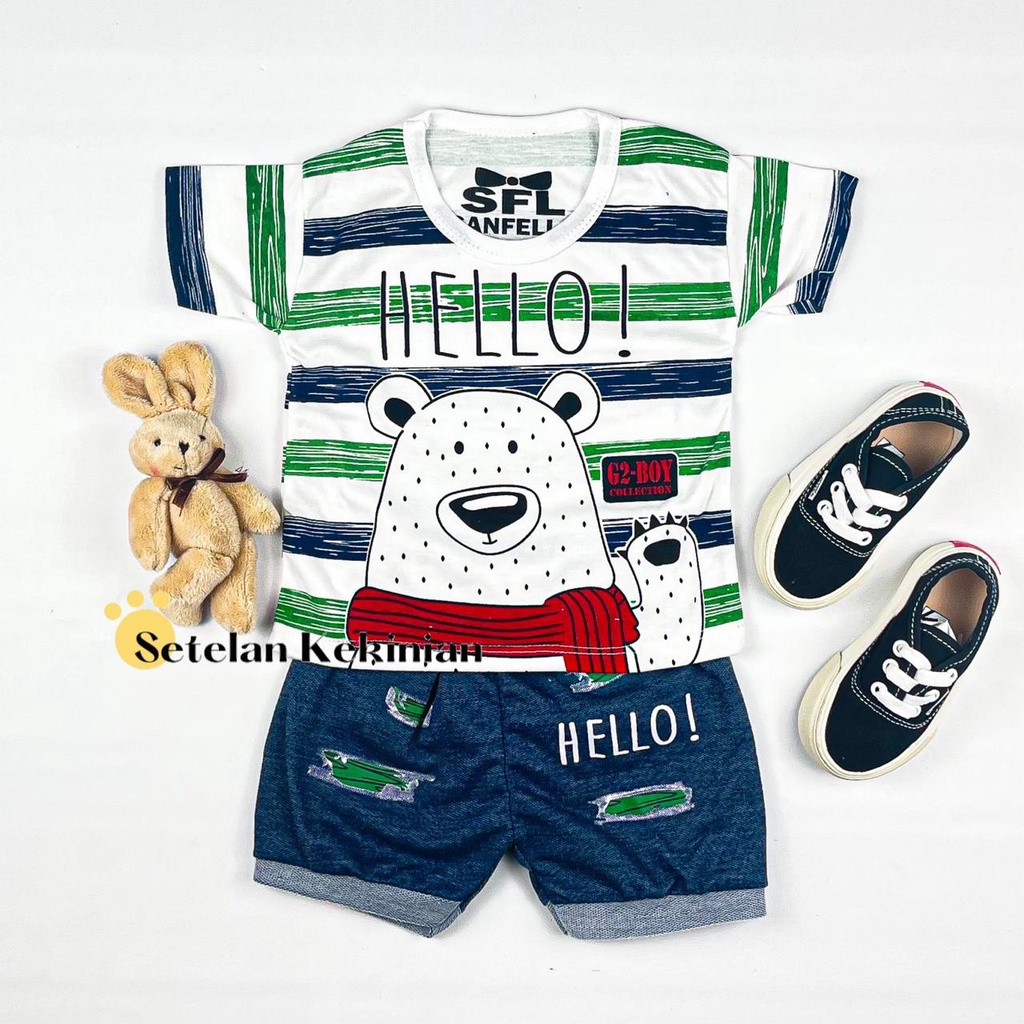 [SK] Set Anak Laki Laki Baju 3_12bln Celana Pendek Murah Setelan Anak Cowok Murah Kasual Casual Lucu