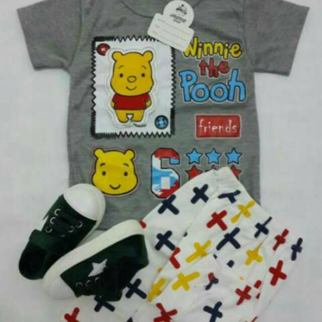 Setelan baju bayi winnie the pooh 0 - 1 1/2 tahun bisa bunyi