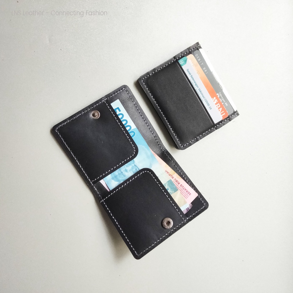 Dompet Kulit Card Holder Sleting Export Quality - Wallet Card Hitam - WSCH009