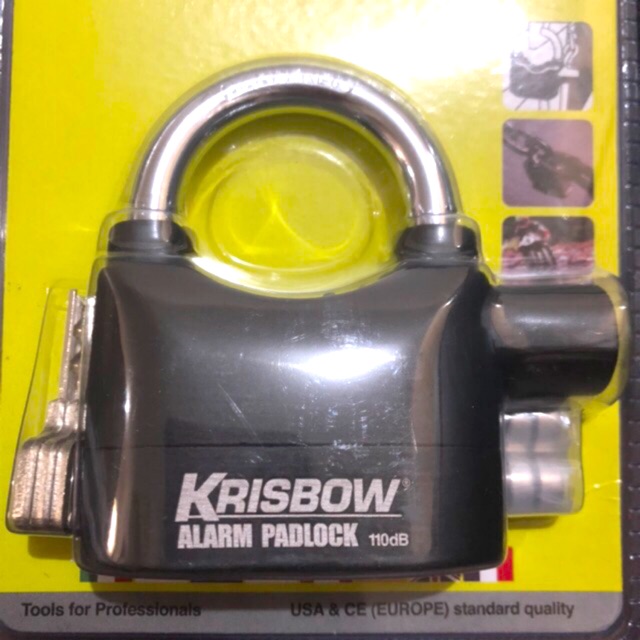 GEMBOK ALARM ANTI MALING KRISBOW ORIGINAL PADLOCK SENSOR GETAR 110DB KUNCI PAGAR RUMAH TAHAN AIR ORI