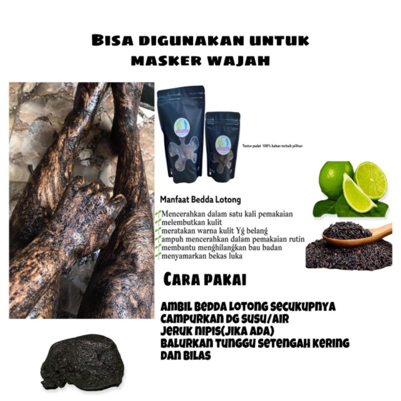 (best seller)bedda Lotong masker hitam bodymask bodyscrub lulur Bugis viral tiktok pemutih ampuh bis