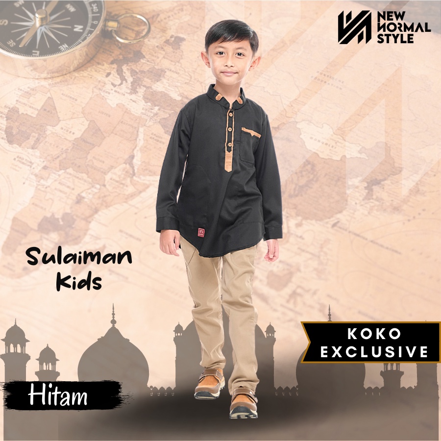 Sulaiman Kids Series Baju Kemeja Pakaian Koko Kokoh Muslim Kurta Anak Laki Laki 8 10 12 13 Tahun Lengan Panjang