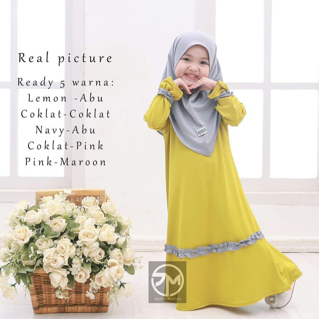 Salim moslem -Gamis anak perempuan / Baju muslim anak perempuan usia 1-8 tahun &quot;Model5&quot;