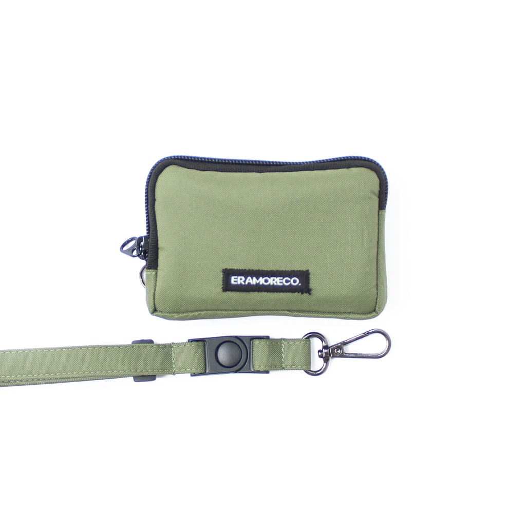 EMHW113 Hanging Wallet Pocket Pouch Dompet kartu Gantung Tali Lanyard hijau army