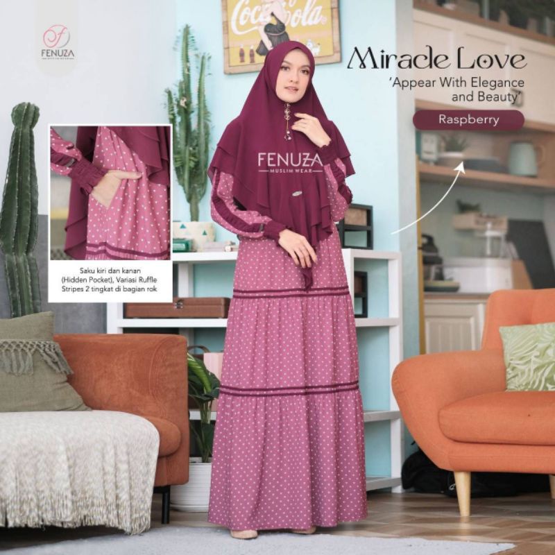 Gamis Syari Jumbo Premium MIRACLE LOVE Flowy Dress Busui by Fenuza Muslim Wear