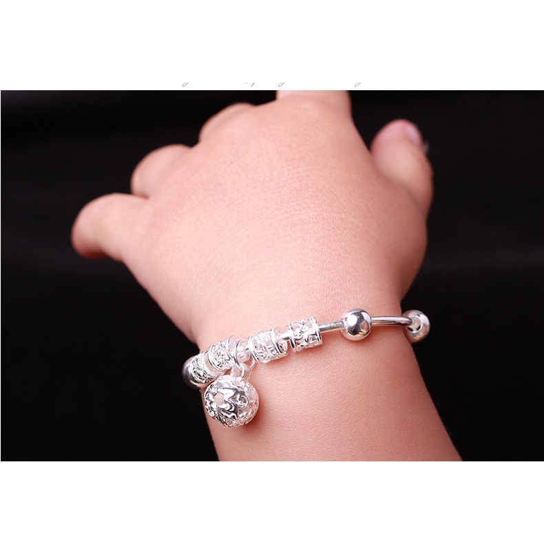 Gelang Bahan Stainless Steel Lapis Perak Untuk Wanita