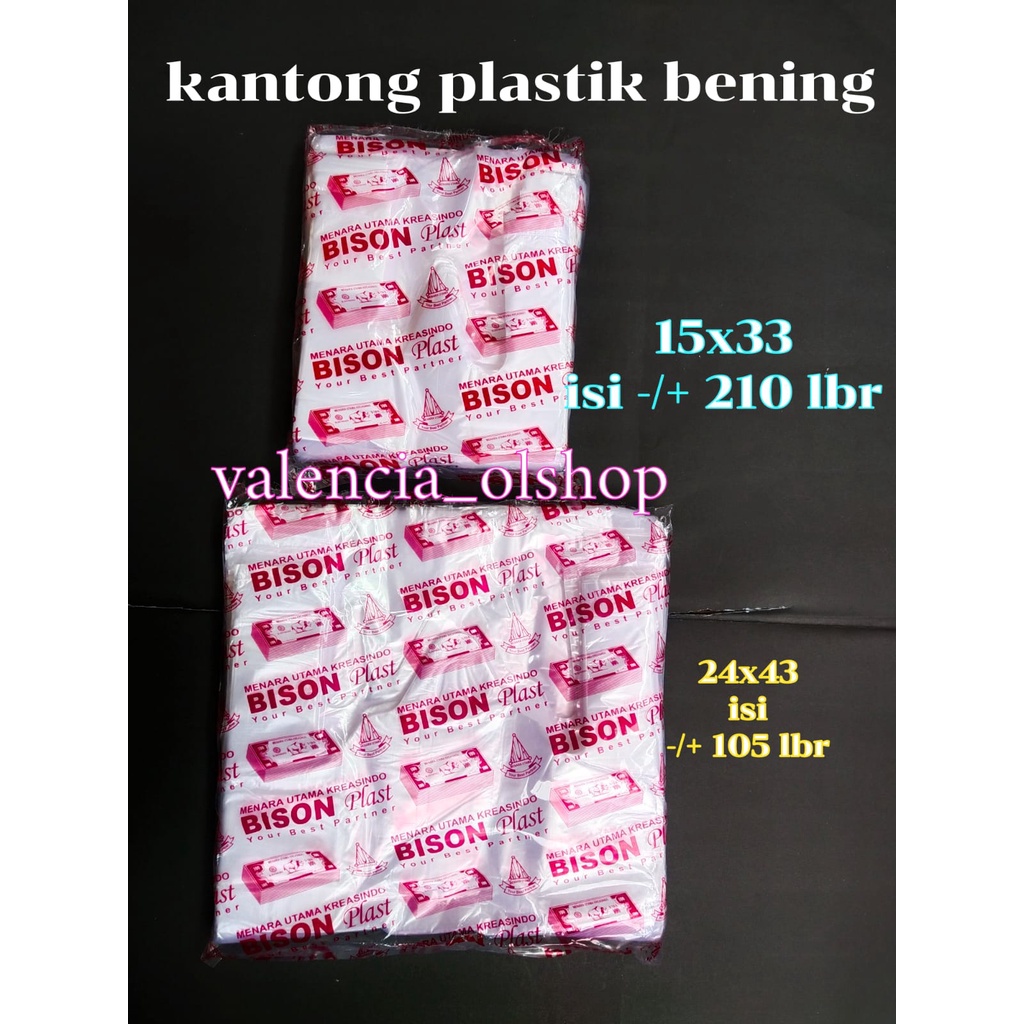 Kantong Plastik kresek bening transparant BISON cover MERAH@400 gram