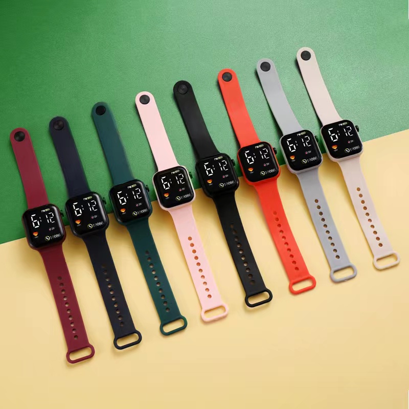 Rowling (Jam-52) Jam Tangan Digital Kotak Strap Karet  Untuk Wanita Import TANPA ACCESORIS