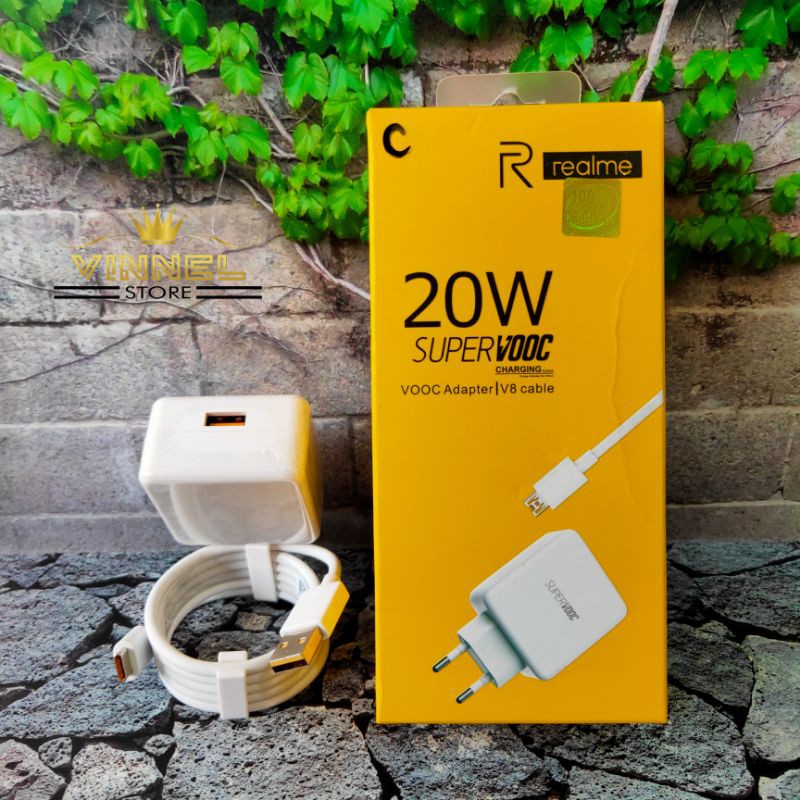 Charger realme 20w super VOOC fast charging type C dan micro USB