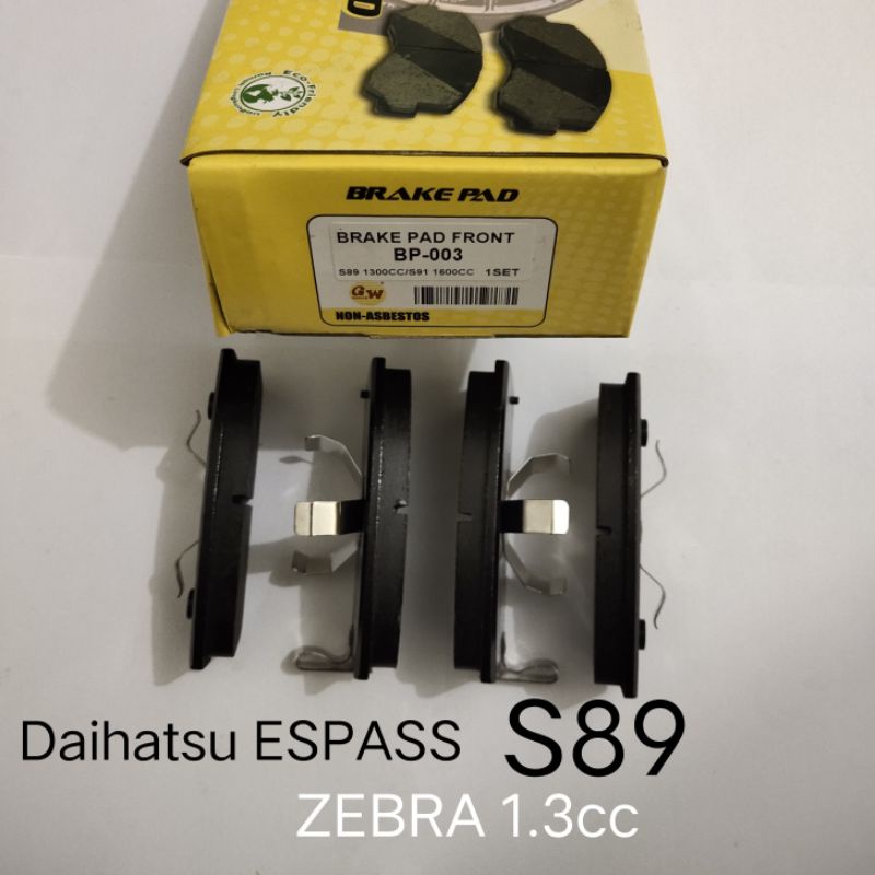 Kampas Rem Depan Daihatsu ESPASS - ZEBRA 1.3cc - S89