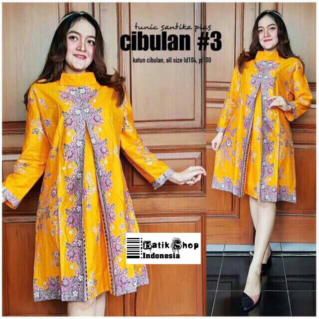 Tunik Santika Pias Cibulan #3 Batik Solo Modern Tunic Kondangan Muslim Baju Kerja Kantoran Seragaman