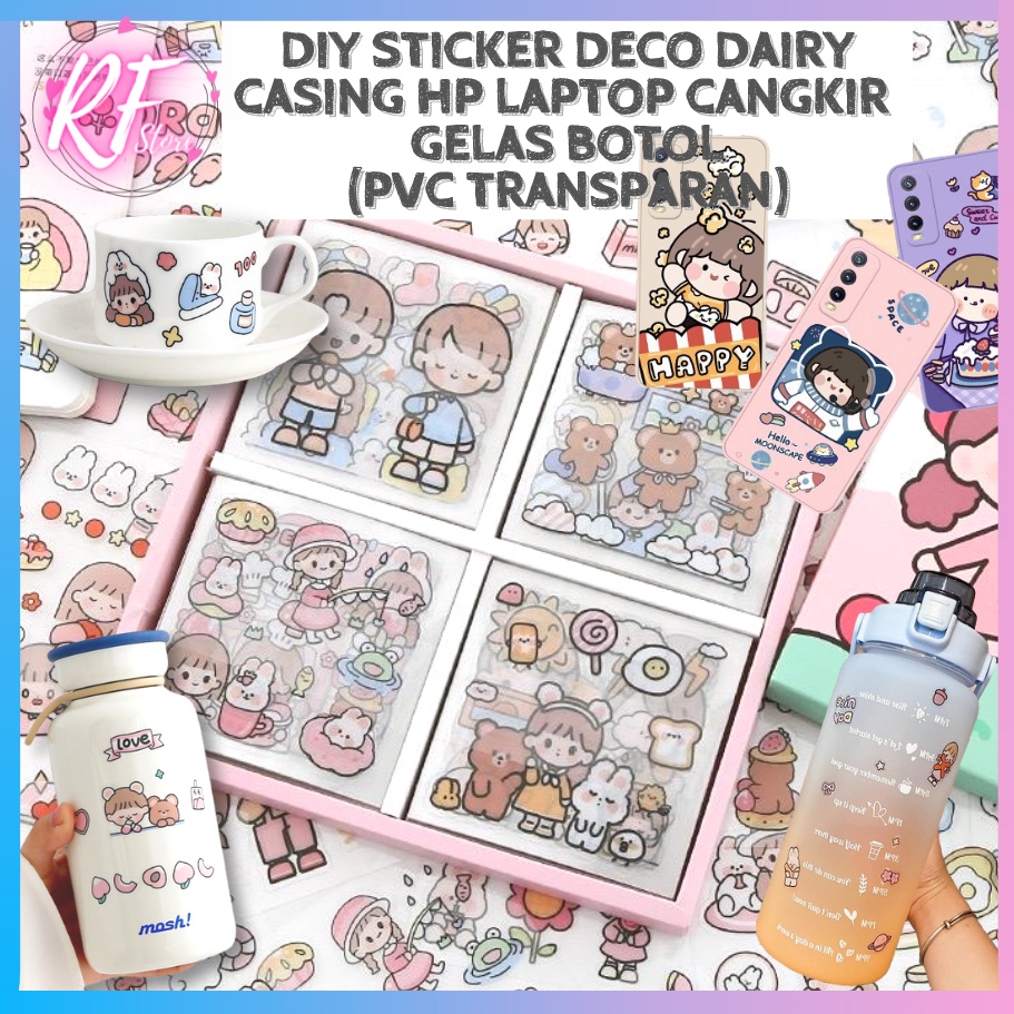 READY - [COD] Sticker Set Diary Book Aesthetic Sticker Deco 20/100Lembar Stiker Tumblr Botol Hp Laptop Stiker 2D Plastik Lucu Viral Sticker DIY Kekinian Terbaru