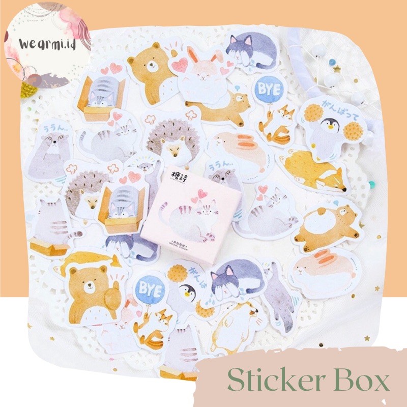 

45 Pcs Deco Sticker Box Beruang Animal Lucu Planner DIY Scrapbook Stiker Dekor Kotak Colorfull