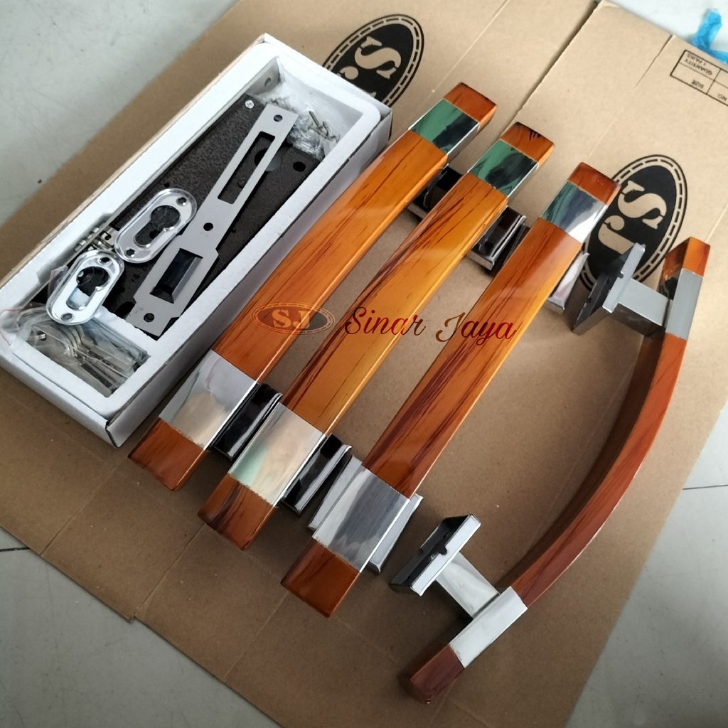 1 satu set handle pintu kunci rumah minimalis gagang tarikan pintu stainless pegangan pintu kuputarung murah