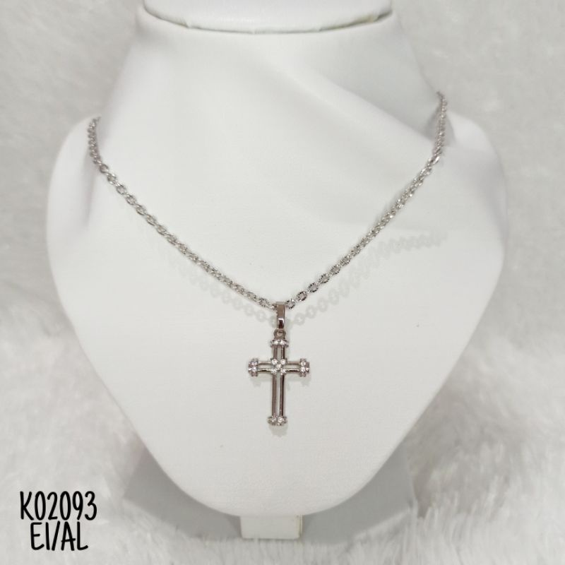 Kalung Fashion Rhodium Salib Silver K02093