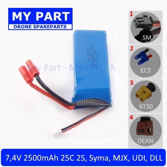 Baterai 7,4V 2500Mah lipo Syma X8 X8C X8W MJX BUGS