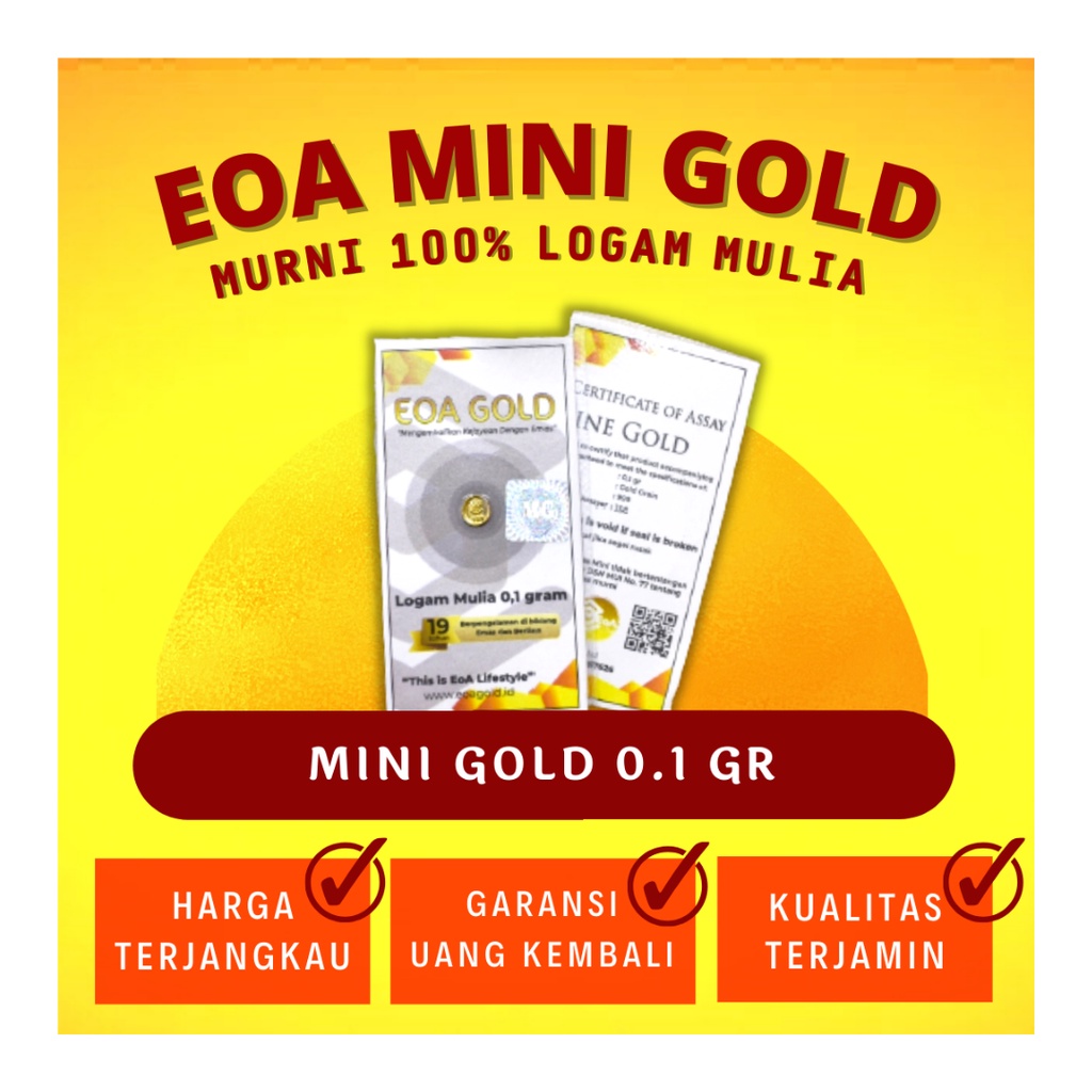 Logam Mulia Antam 0,1 gram/emas murni eoa gold 24 karat/nabung emas/mini gold/emas antam