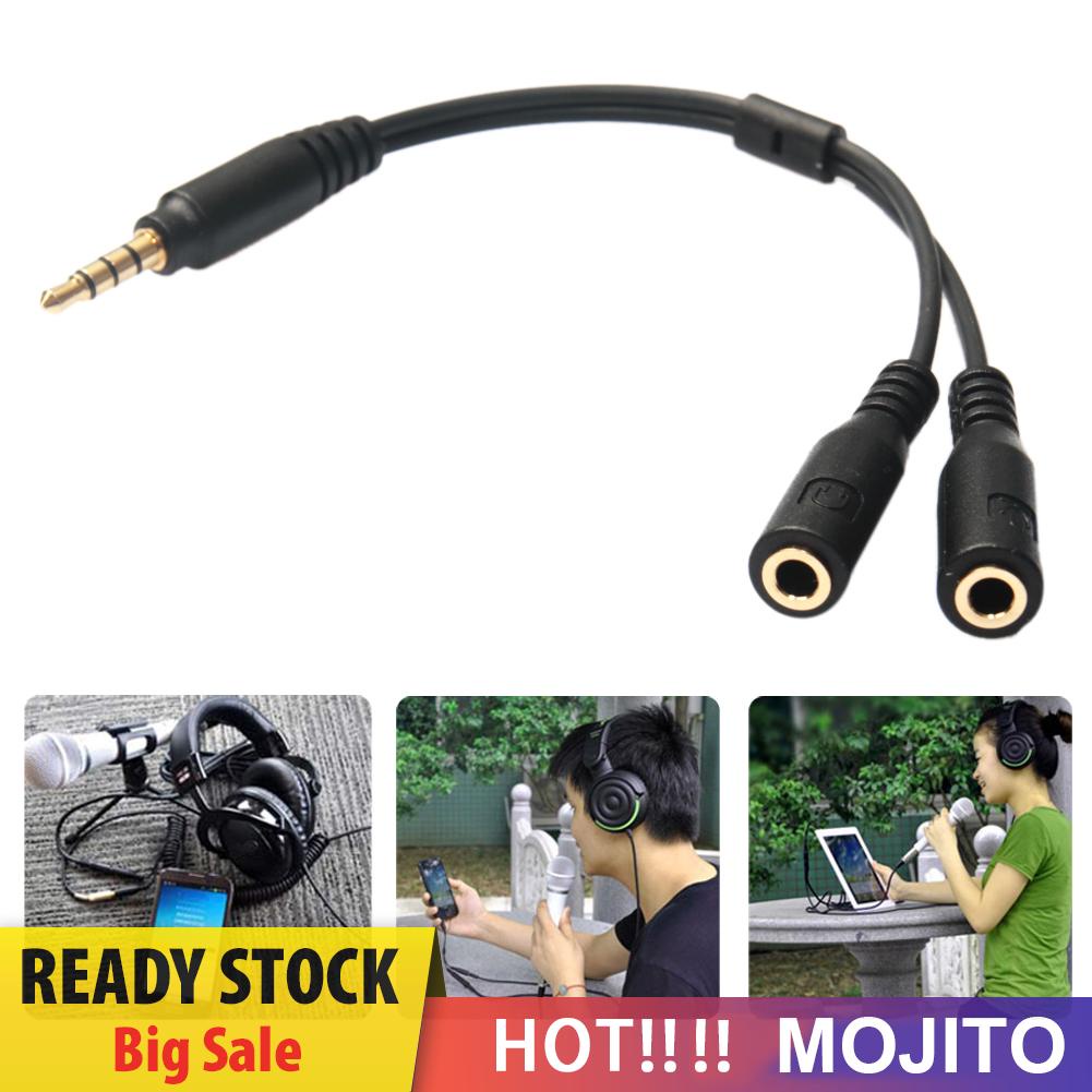 MOJITO 3.5mm Stereo Audio Male to 2 Female Headphone Mic Y Splitter Cable Adapter