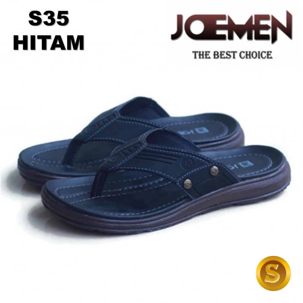 Sendal Casual Pria Sandal Kulit Pria Sendal Cowok Kekinian Sendal Laki Laki Dewasa Original S20-HITAM 