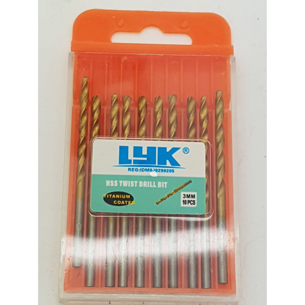 Mata bor LYK mini drill 3 mm isi 10 pcs titanium coated