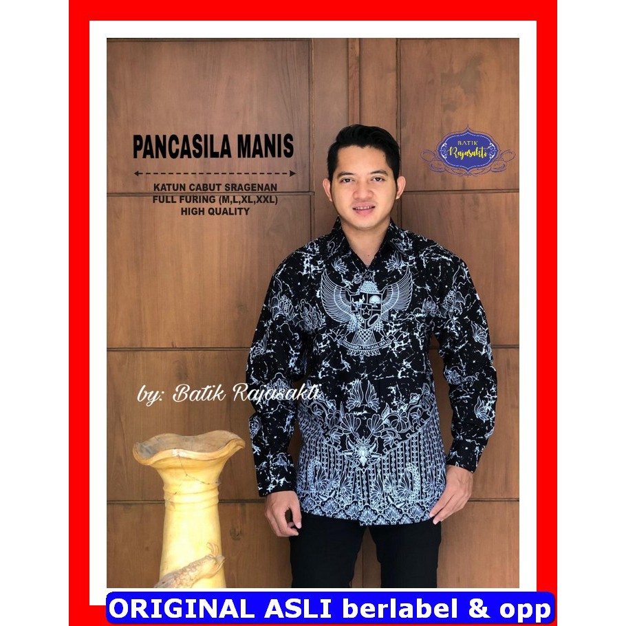 PROMO BATIK PREMIUM MODERN KEMEJA BATIK SOLO Lengan Panjang Lapis Furing Rajasakti PANCASILA MANIS P