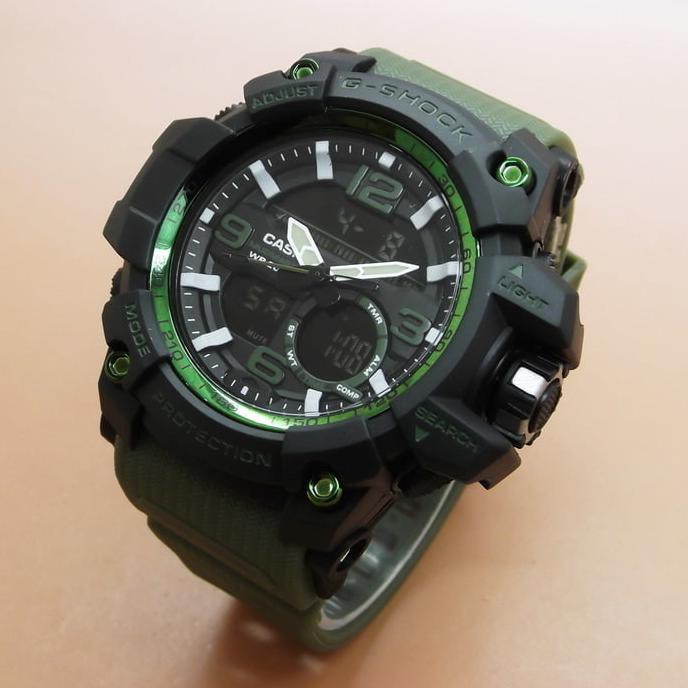 New Jam Tangan Pria Gg-1000 (Black Strap Green Army) Terbaru