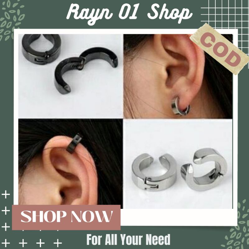 Anting Jepit Pria Titanium / Anting Jepit / Anting No Piercing / Anting Tanpa Tindik